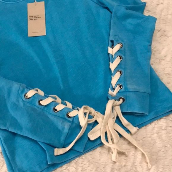Cute bright blue Alternative Apparel sweatshirt - Picture 3 of 9